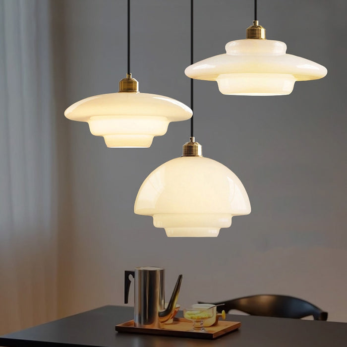 Pendentif en Verre Ivoire | Ambiance Sereine et Élégante