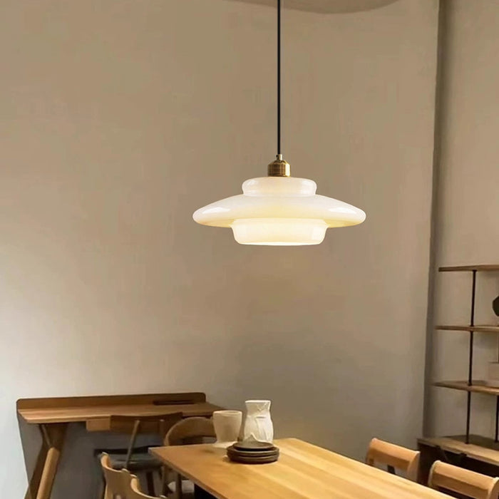 Pendentif en Verre Ivoire | Ambiance Sereine et Élégante