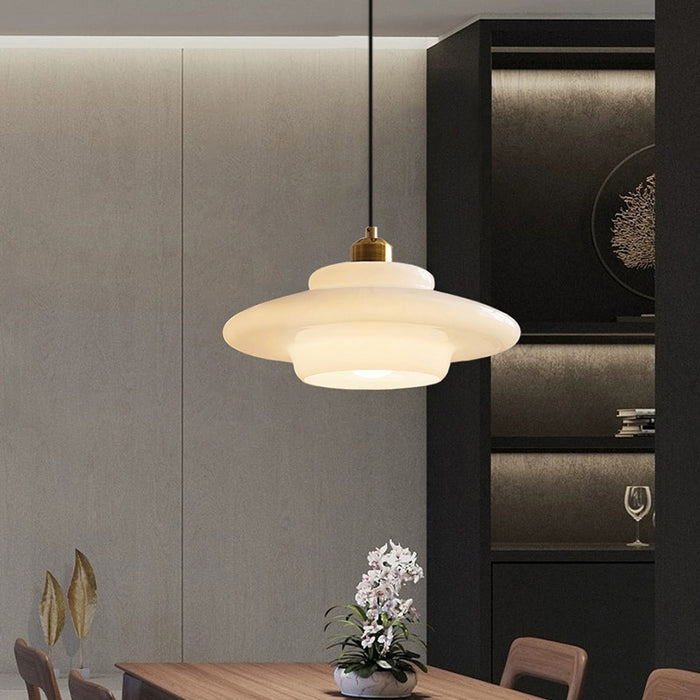 Pendentif en Verre Ivoire | Ambiance Sereine et Élégante