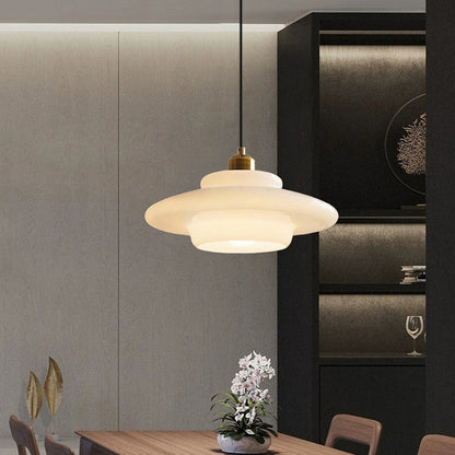 Pendentif en Verre Ivoire | Ambiance Sereine et Élégante