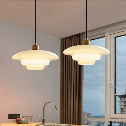 Pendentif en Verre Ivoire | Ambiance Sereine et Élégante