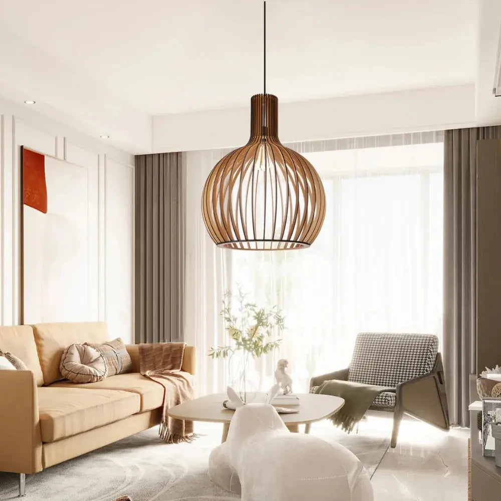 Luminaire Suspendu Scandinave | Élégance Minimaliste en Bois Naturel