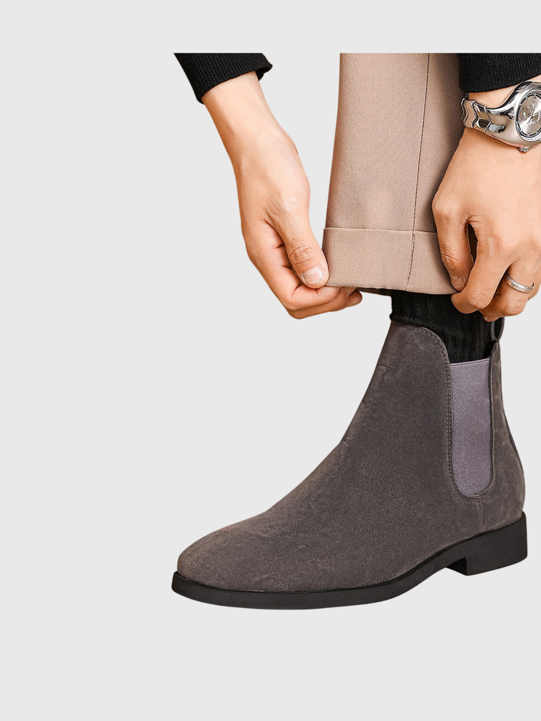 Helvia - Bottines Chelsea rétro en daim pour hommes de style britannique