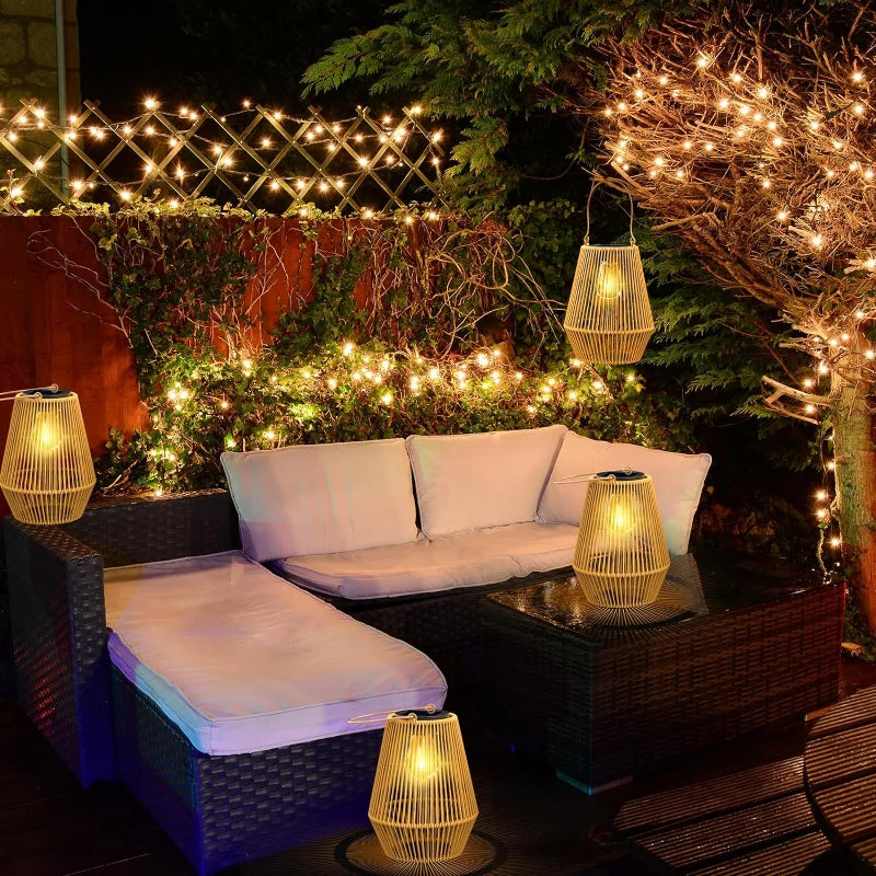 Brehn | Lampes de jardin tissées à la main solaires extérieures | Luminaires paysagers étanches pour décoration de villa et de terrasse - Alpho