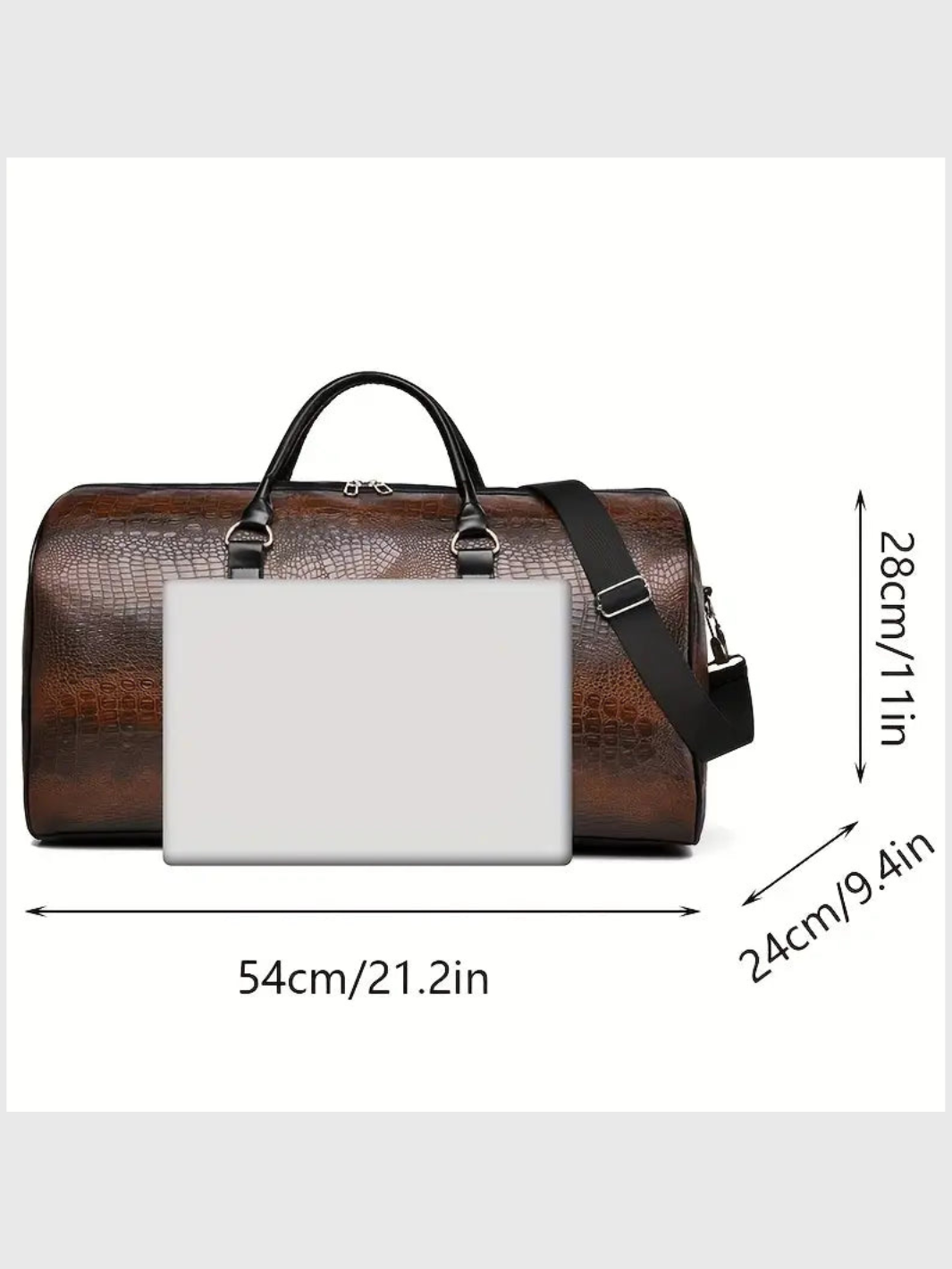 HELVIA - Sac de Voyage Vintage à Motif Crocodile