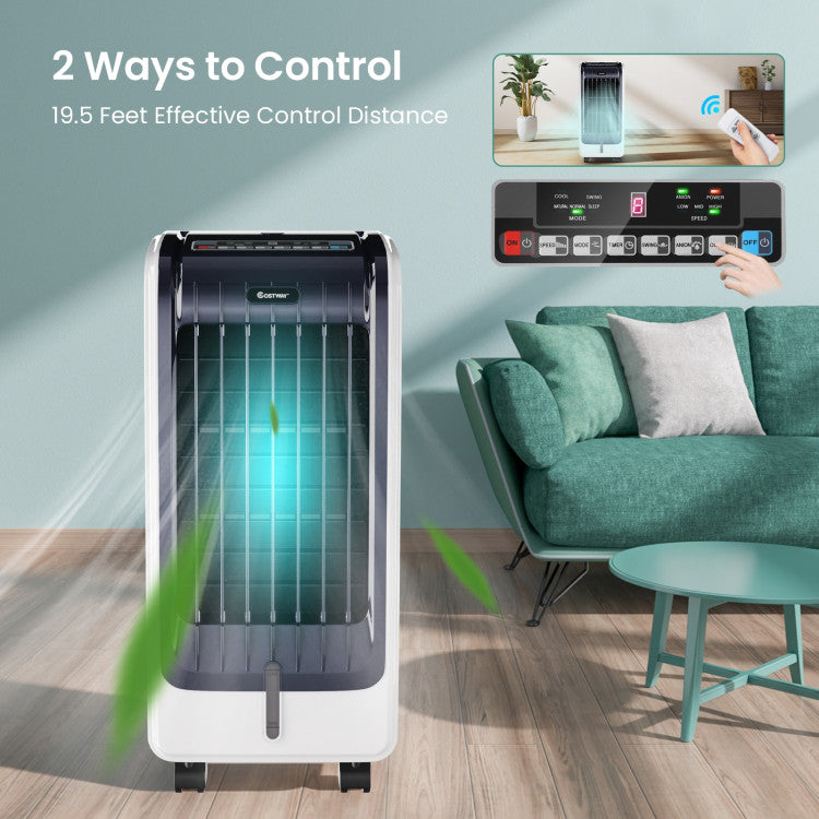 Refroidisseur d'Air Portable 110V | Ventilateur à 3 Vitesses et Minuteur 8 Heures