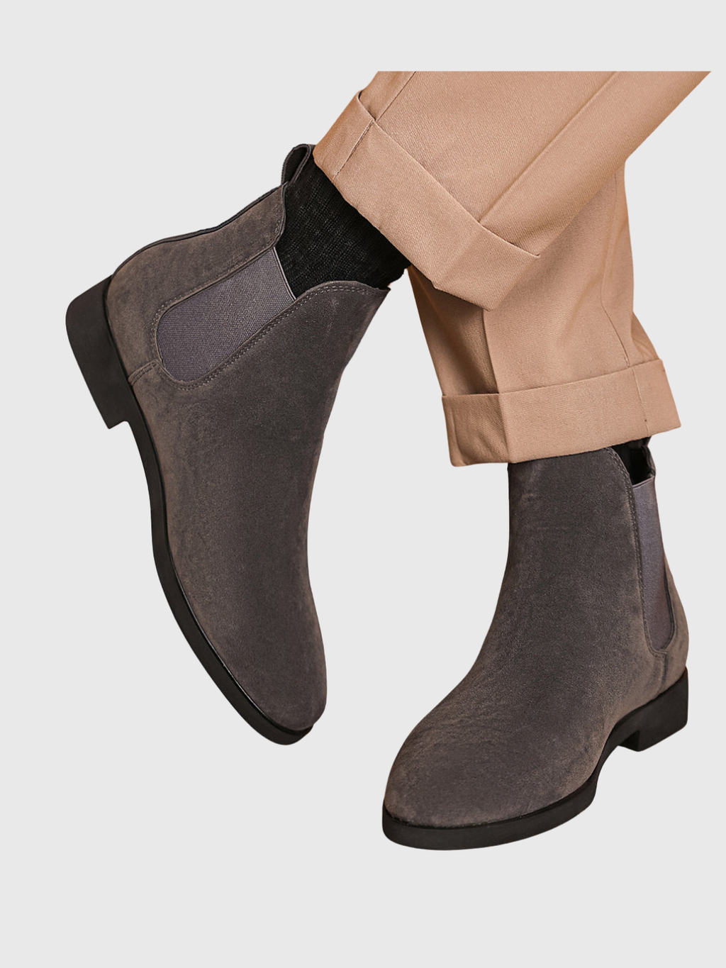 Helvia - Bottines Chelsea rétro en daim pour hommes de style britannique