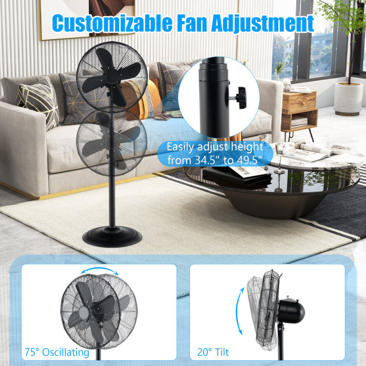 Ventilateur sur Pied Oscillant 16 Pouces | Hauteur Réglable et 3 Vitesses