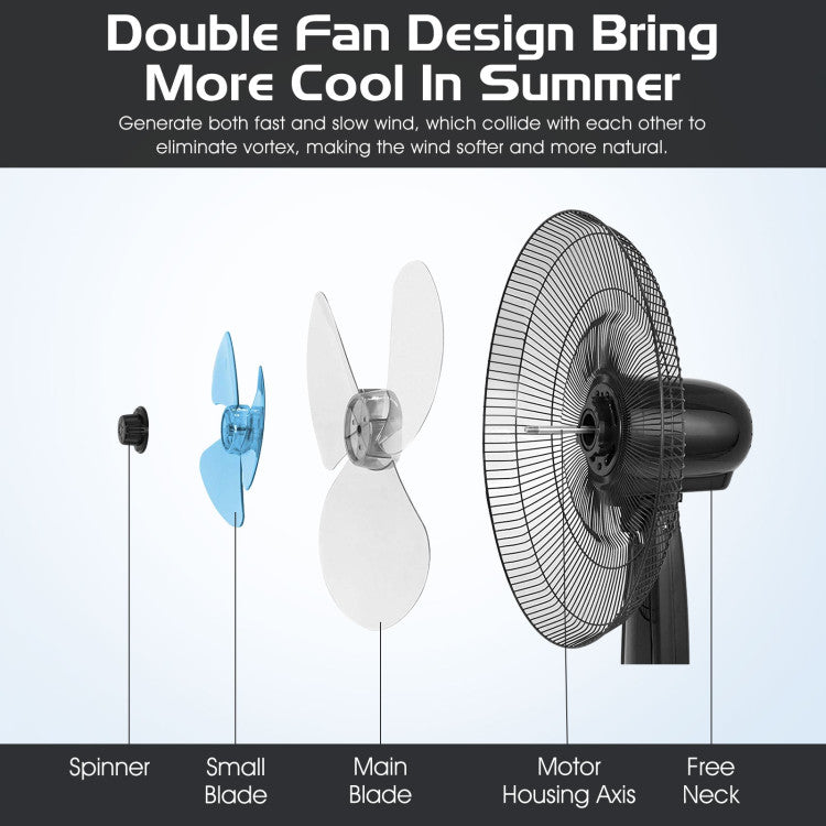 Ventilateur de Sol Oscillant 16 Pouces | Hauteur Ajustable et Fonctionnement Silencieux