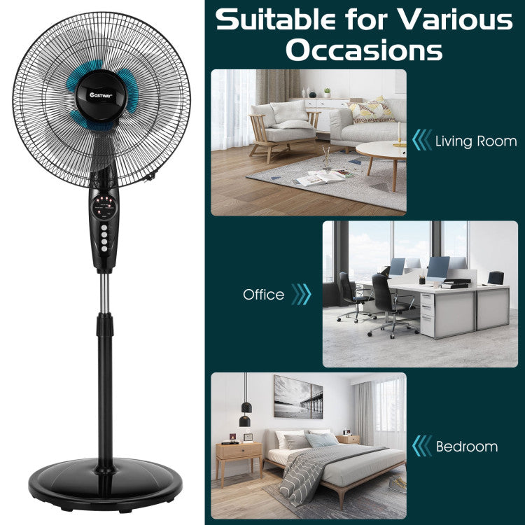 Ventilateur de Sol Oscillant 16 Pouces | Hauteur Ajustable et Fonctionnement Silencieux