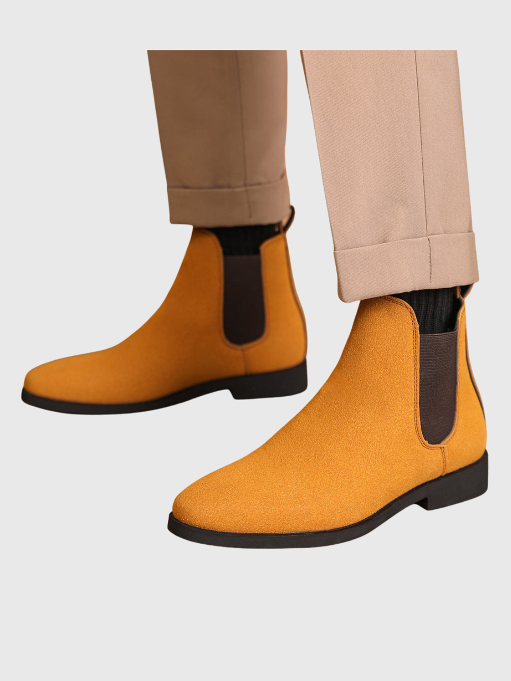 Helvia - Bottines Chelsea rétro en daim pour hommes de style britannique