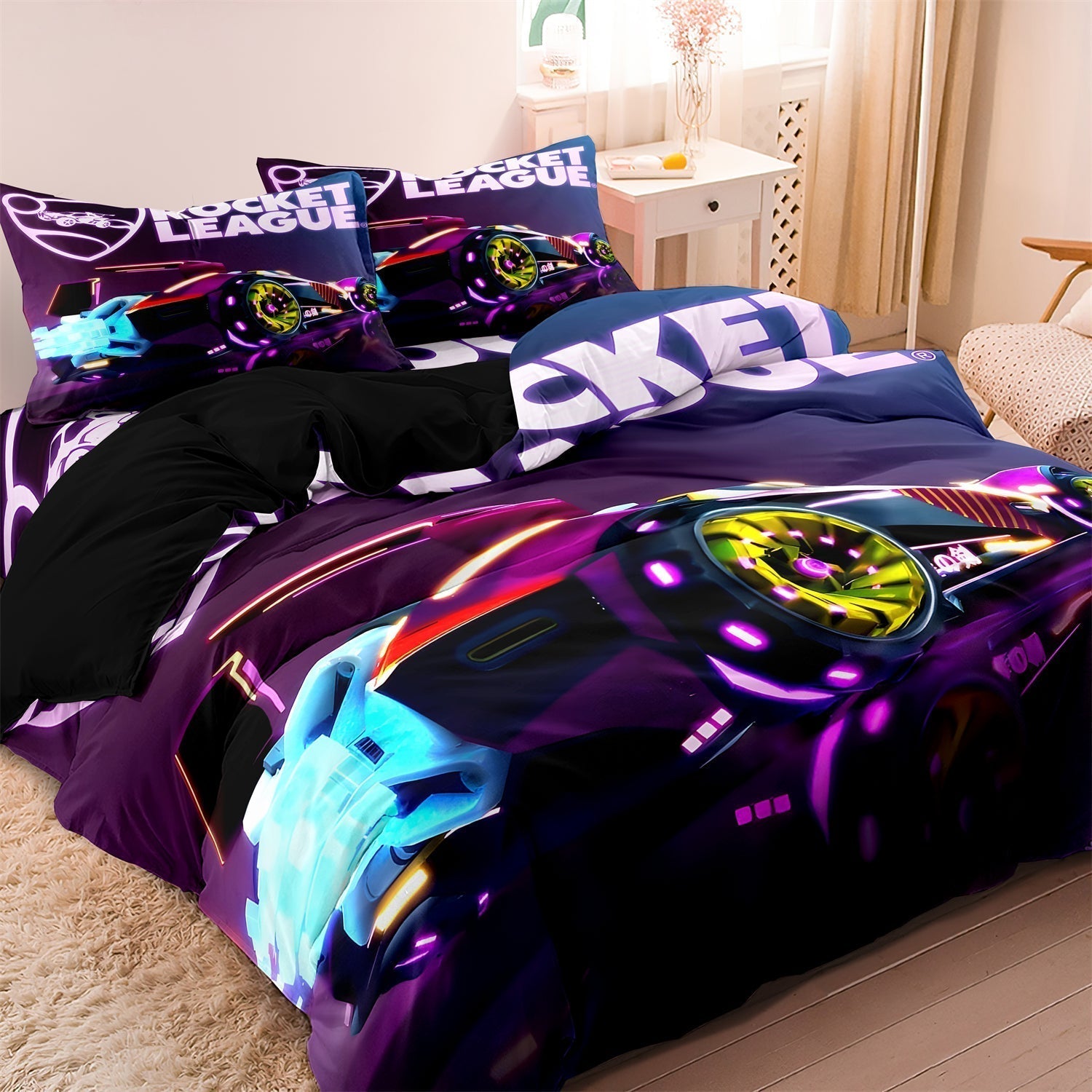 Literie de Course pour Enfant | Design Vibrant avec Voitures et Fusées