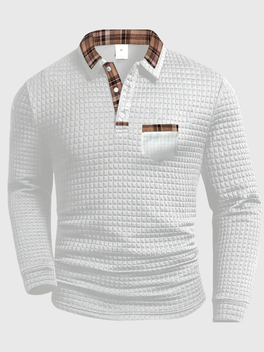 HELVIA | Polo Homme Manche Longue à Motif de Diamant Élégant