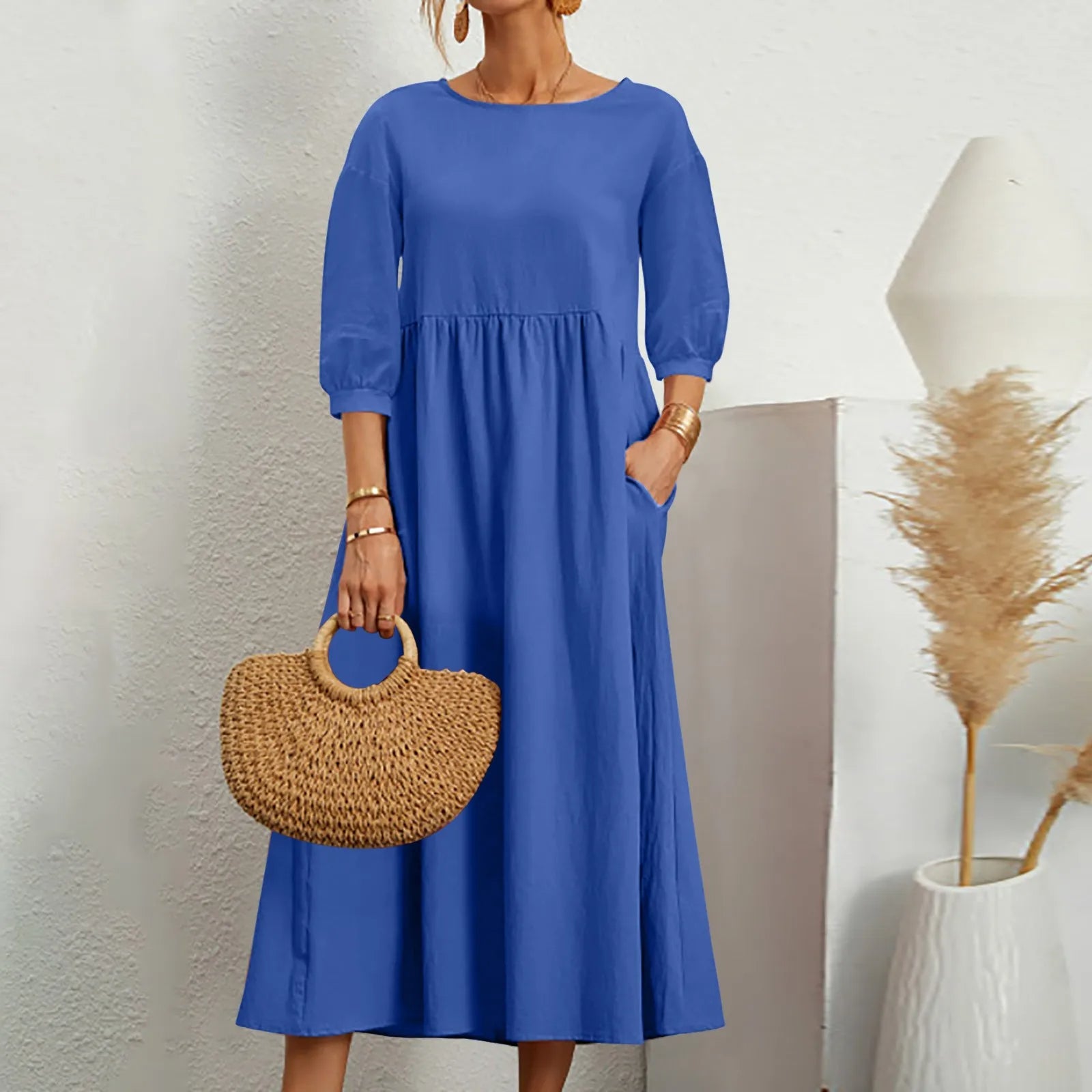 Robe Midi en A pour Femmes | Détails de Patchwork Élégants et Confortables