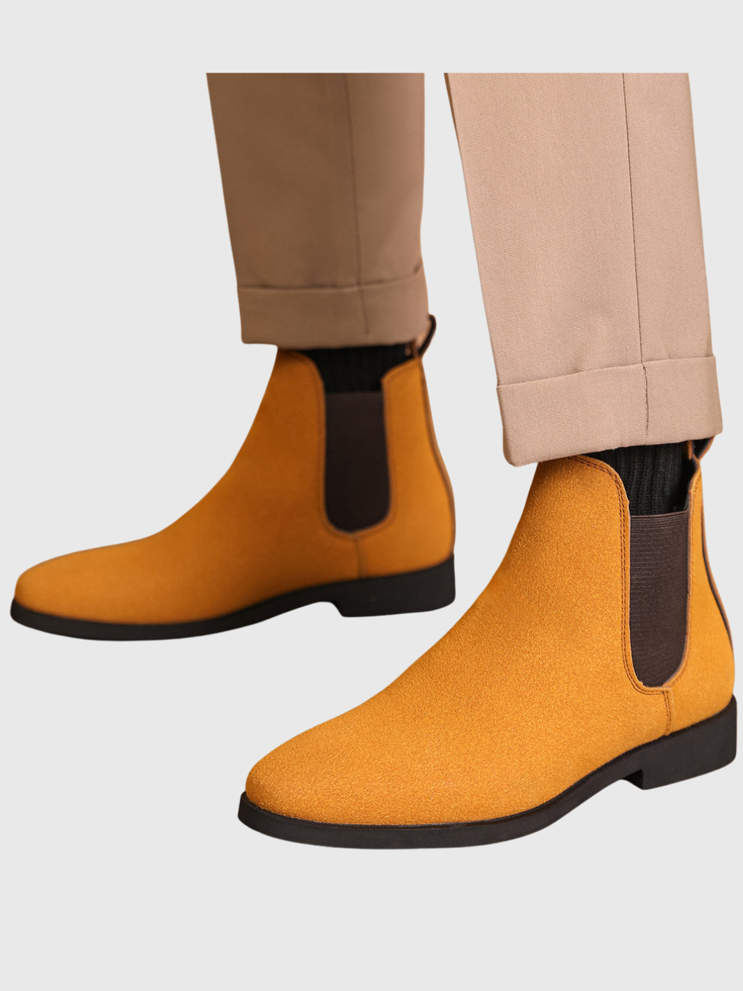 Helvia - Bottines Chelsea rétro en daim pour hommes de style britannique