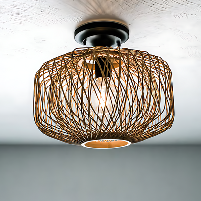 Lampe Plafonnier en Rotin | Style Boho Chic et Élégant