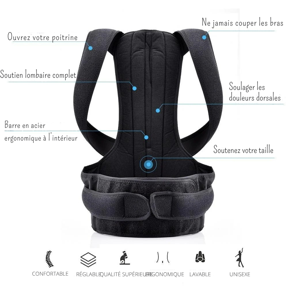 Correcteur de posture réglable 46 cm - maintien discret au quotidien