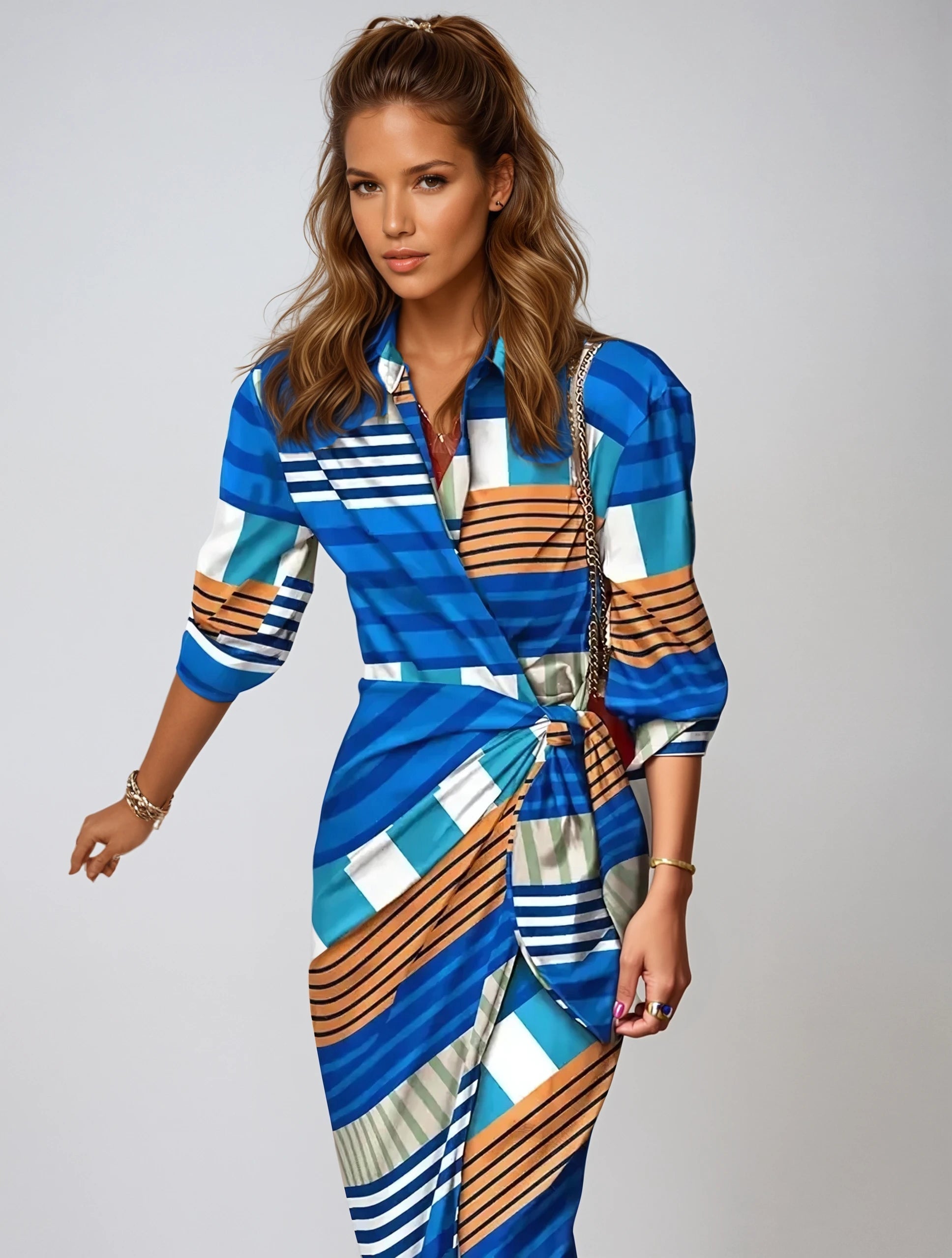 Robe Maxi Élégante Imprimé Abstrait | Style Chic et Confort Optimal