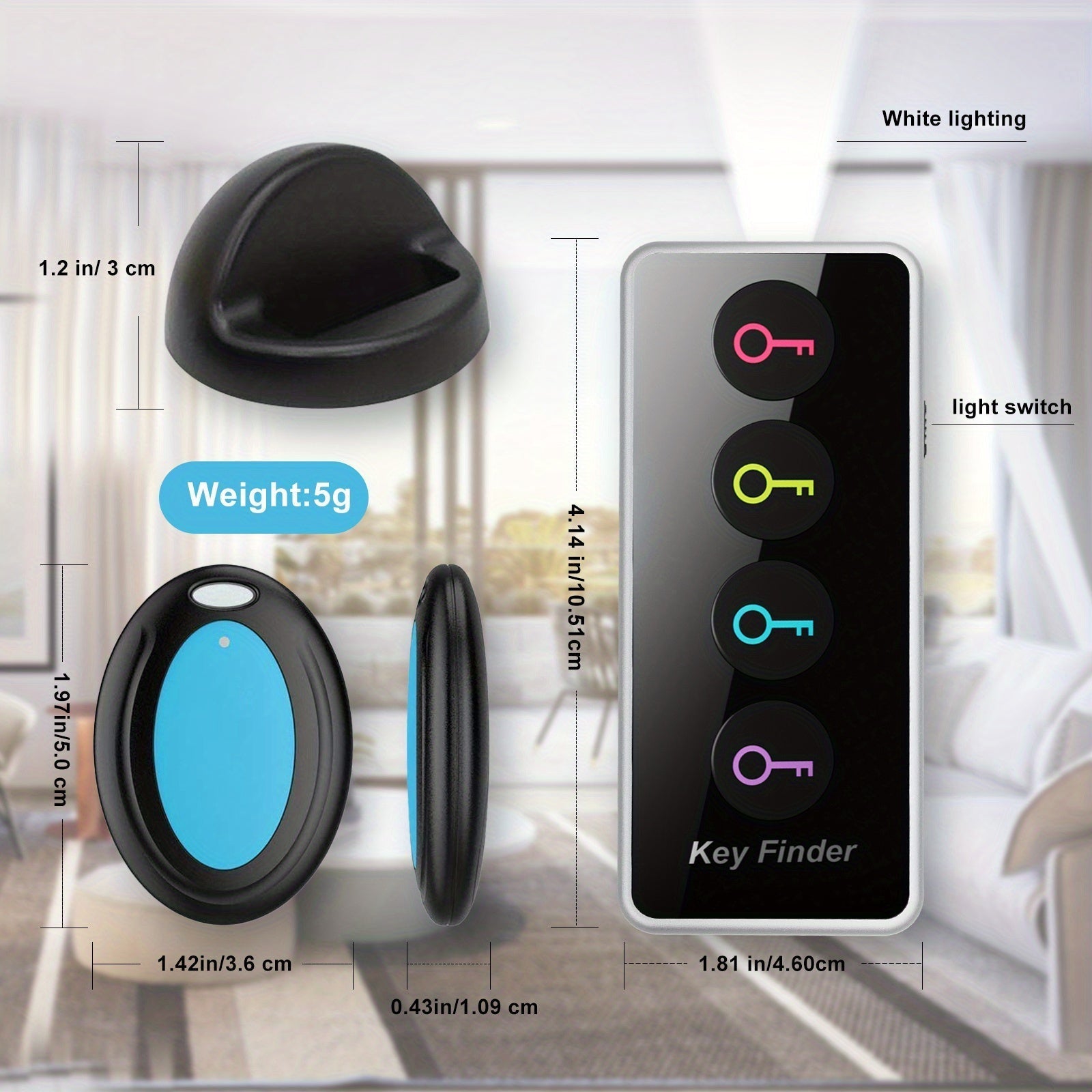 Localisateur de Clés Compact 4-en-1 | Avec Lampe LED et Récepteurs Codés