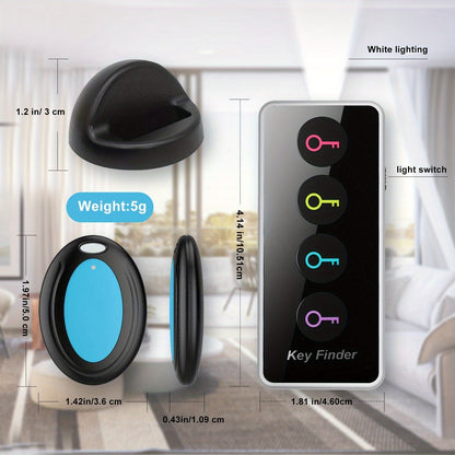 Localisateur de Clés Compact 4-en-1 | Avec Lampe LED et Récepteurs Codés