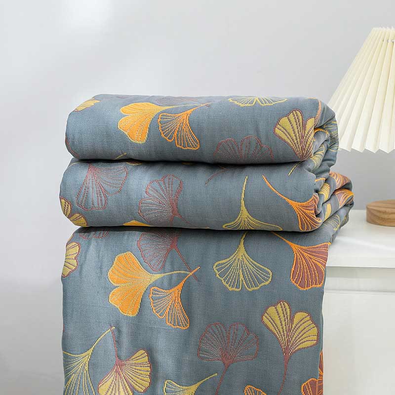 Linge de Lit en Coton Doux | Motif de Feuilles Élégant et Réversible