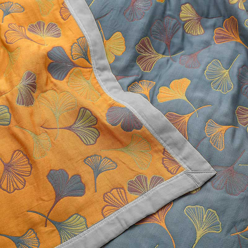 Linge de Lit en Coton Doux | Motif de Feuilles Élégant et Réversible