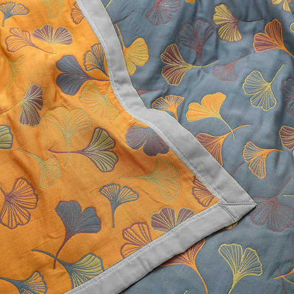 Linge de Lit en Coton Doux | Motif de Feuilles Élégant et Réversible