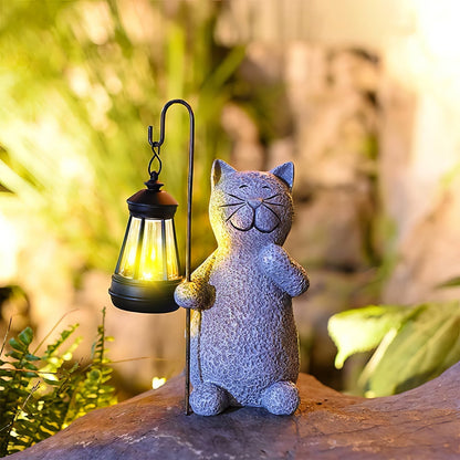 Lampe Solaire Chat Doré | Éclairez Votre Jardin avec Magie