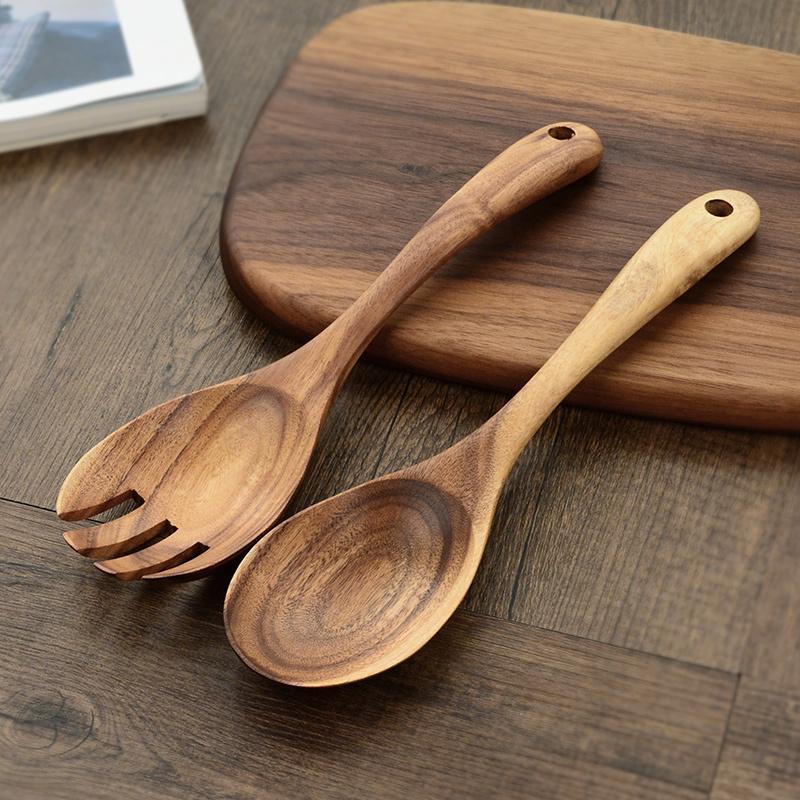 Ustensiles de Service à Salade en Bois | Élégants et Durables pour Vos Repas