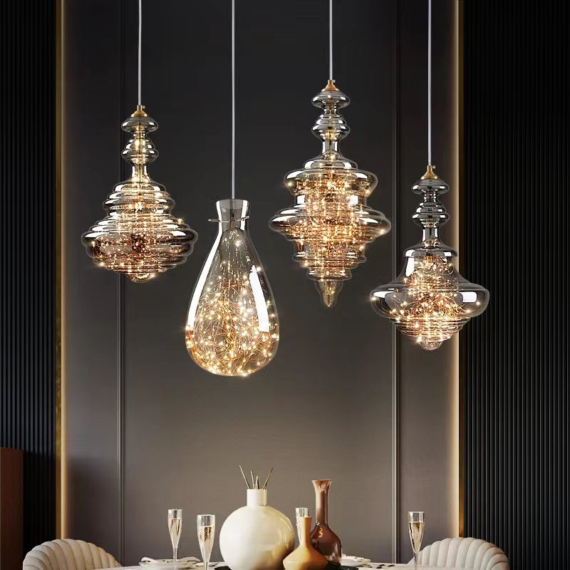 Lampe Suspendue Grise Design Élégant | Éclairage Ambiance et Matériaux Luxueux