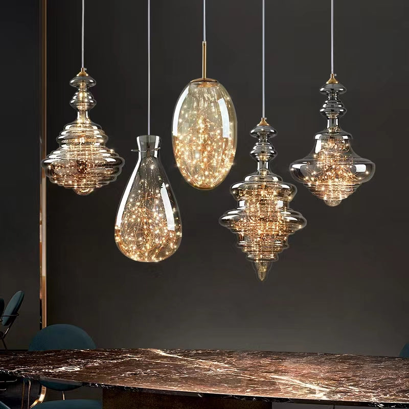 Lampe Suspendue Grise Design Élégant | Éclairage Ambiance et Matériaux Luxueux