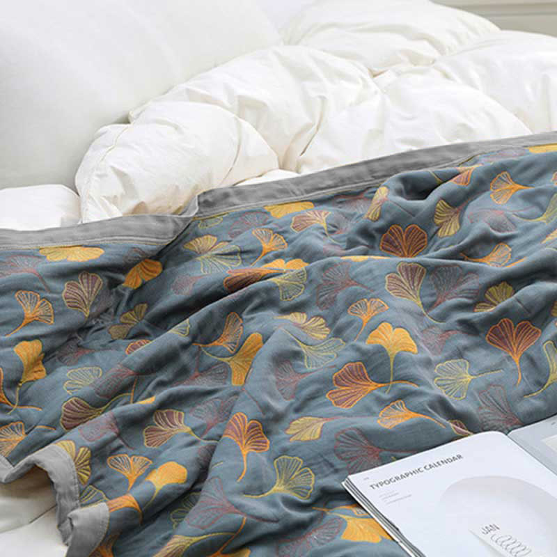 Linge de Lit en Coton Doux | Motif de Feuilles Élégant et Réversible