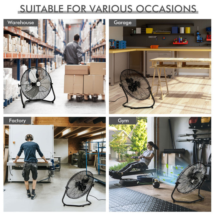 Ventilateur de Sol Haute Vitesse 20 Pouces | Design Métallique Durable avec 3 Vitesses
