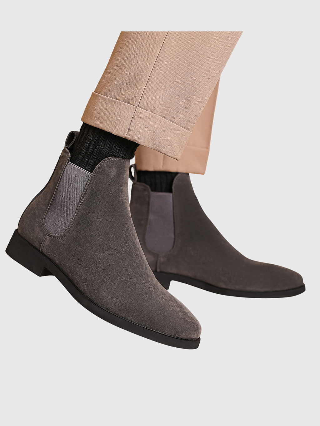 Helvia - Bottines Chelsea rétro en daim pour hommes de style britannique