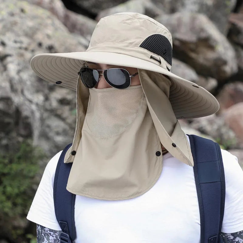 Chapeau randonnée homme avec couvre visage