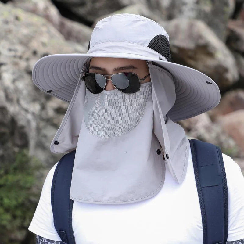 Chapeau randonnée homme avec couvre visage