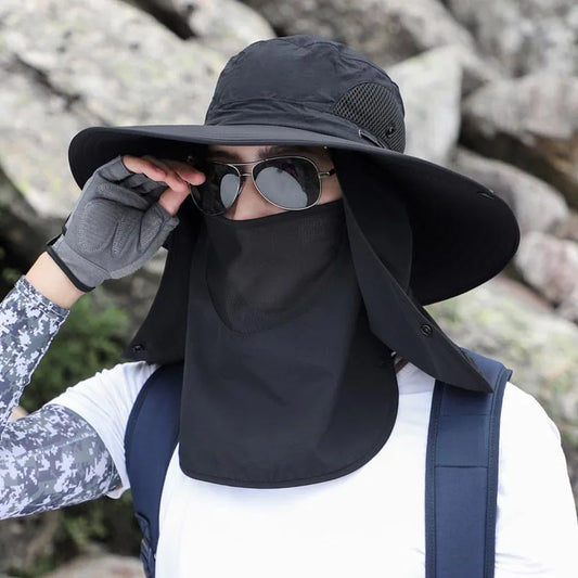Chapeau randonnée homme avec couvre visage