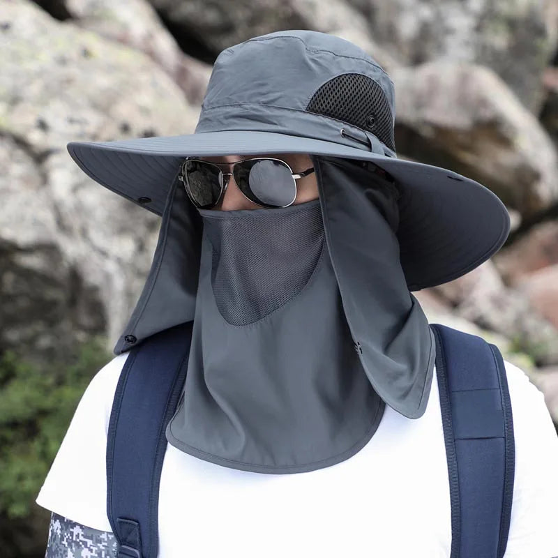 Chapeau randonnée homme avec couvre visage