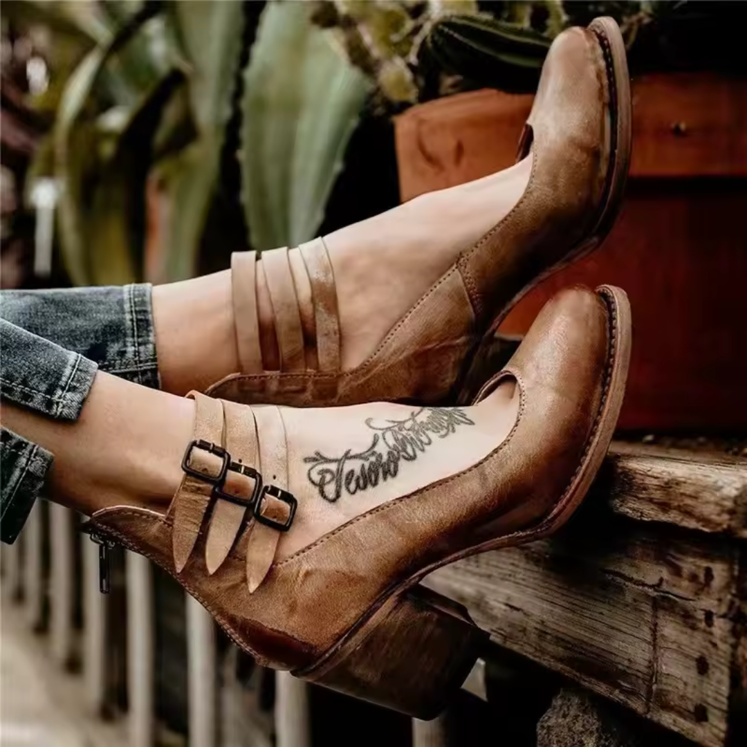 Pompes à Talons Épais Vintage | Élégance et Confort au Quotidien