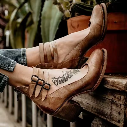 Pompes à Talons Épais Vintage | Élégance et Confort au Quotidien