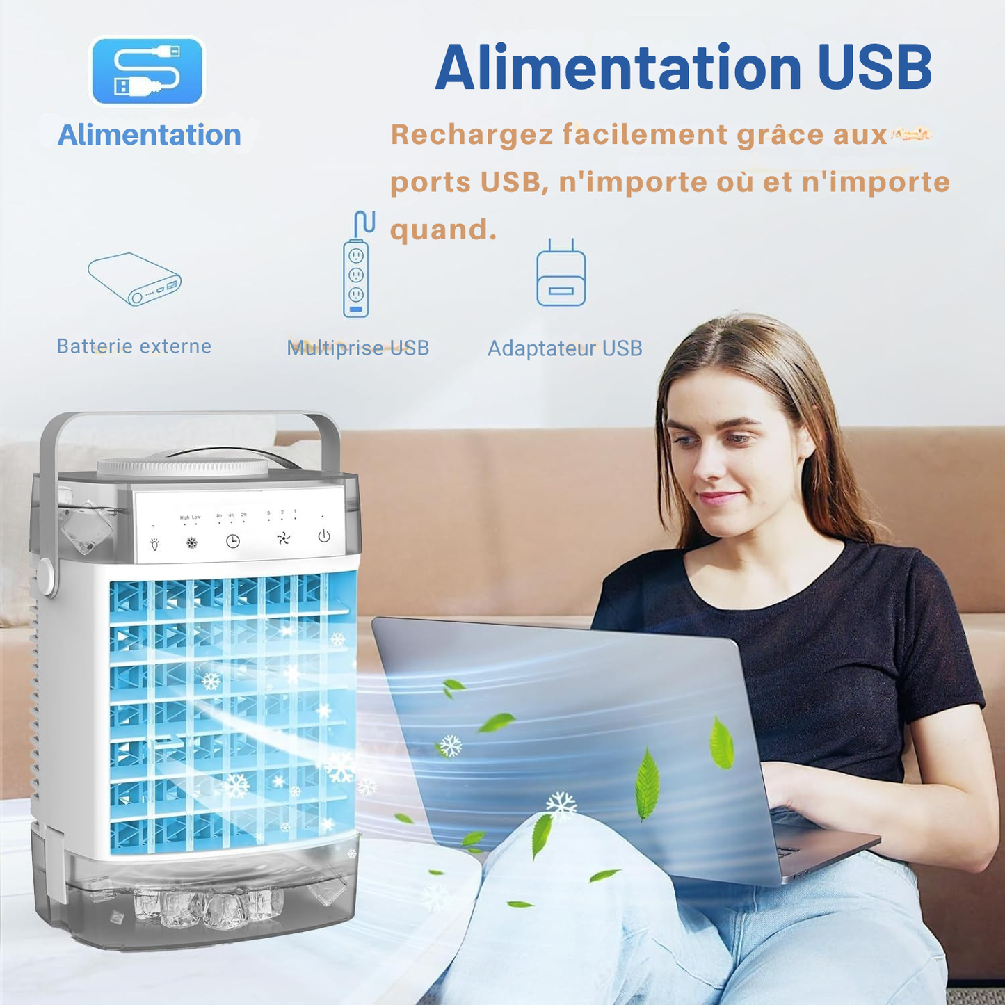 Mini Climatiseur Portable 3-en-1 – Rafraîchissement Instantané et Confort au Quotidien | Helvia