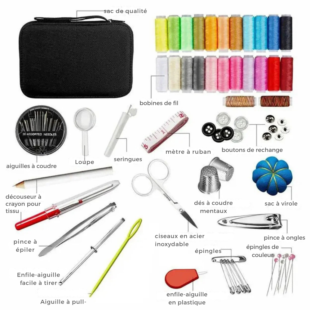 Kit de couture 226 pièces avec étui - vos retouches à portée de main