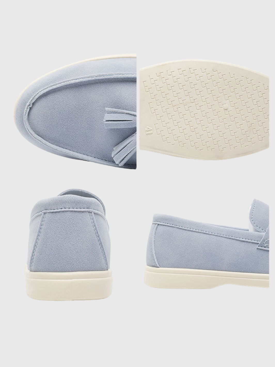 HELVIA - Mocassins homme en daim à pampilles chaussures plates à enfiler