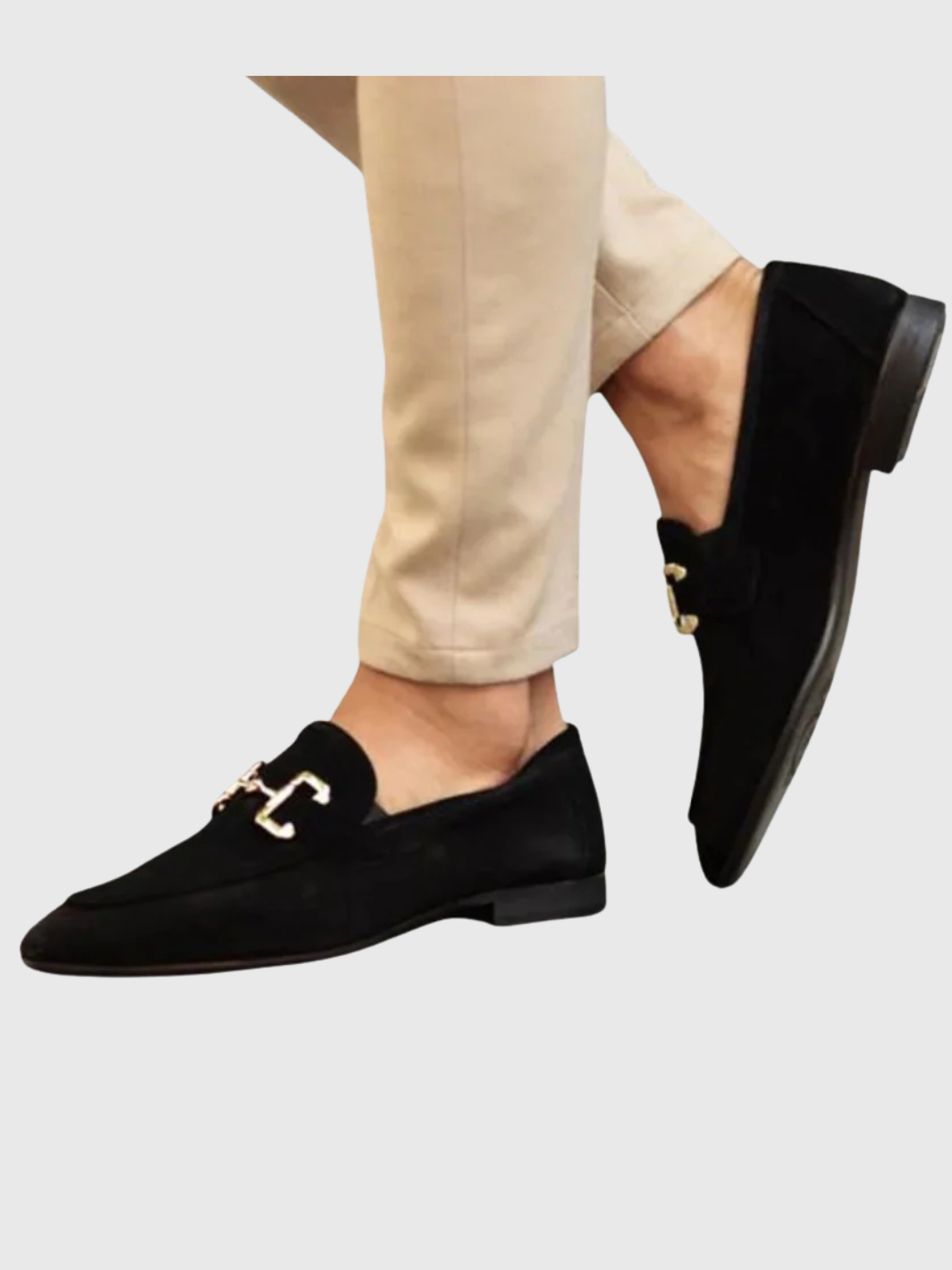 HELVIA - Mocassins homme en daim avec mors métallique chaussures à enfiler