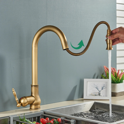 Robinet de cuisine Luxe BrassElegance | Robinet de cuisine en laiton antique pour une apparence intemporelle et une durabilité