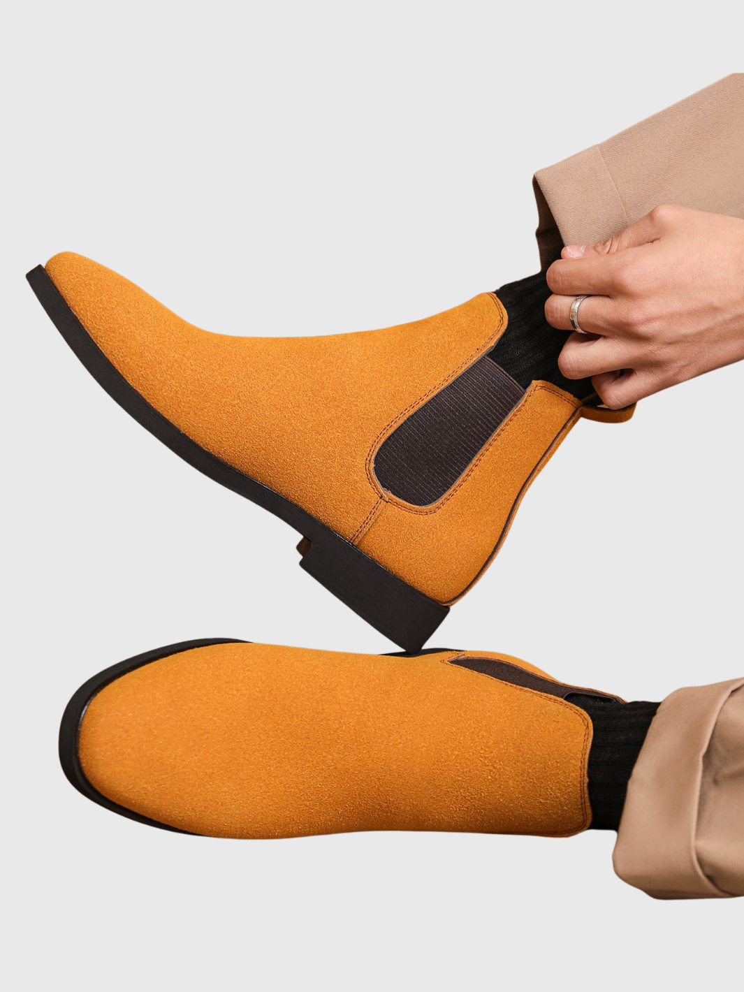 Helvia - Bottines Chelsea rétro en daim pour hommes de style britannique