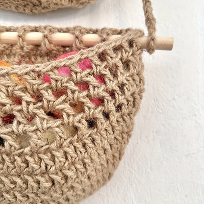 Panier Mural Tissé avec Crochets | Style Bohème et Rangement Pratique