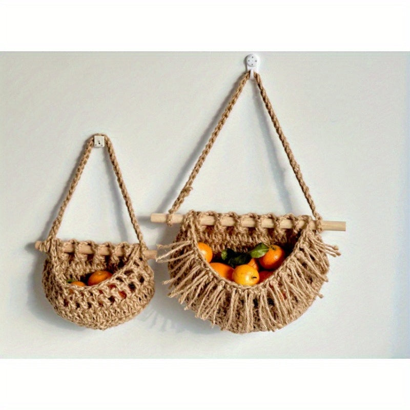 Panier Mural Tissé avec Crochets | Style Bohème et Rangement Pratique