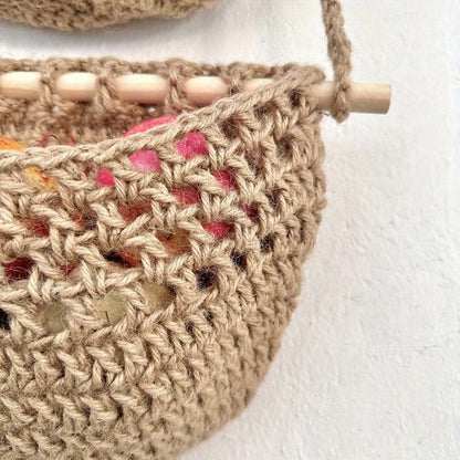 Panier Mural Tissé avec Crochets | Style Bohème et Rangement Pratique