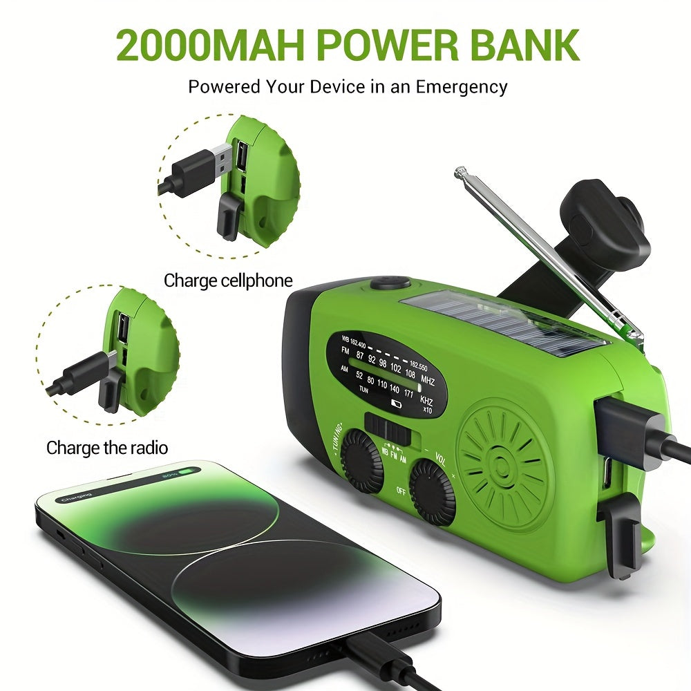 Radio d'Urgence Solaire et Manivelle | Compacte avec Power Bank et Lampe Intégrée